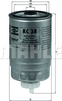 MAHLE KC 38 - Kütusefilter onlydrive.pro