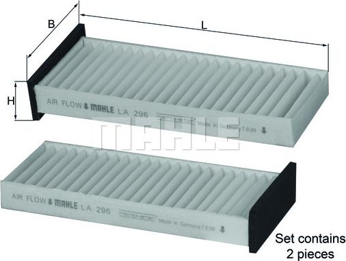 MAHLE LA 296/S - Filtrs, Salona telpas gaiss onlydrive.pro