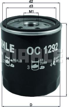 MAHLE OC 1292 - Oil Filter onlydrive.pro