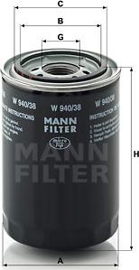 Mann-Filter W 940/38 - Alyvos filtras onlydrive.pro