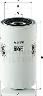 Mann-Filter W 950/36 - Oil Filter onlydrive.pro