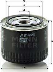 Mann-Filter W 914/26 - Масляный фильтр onlydrive.pro