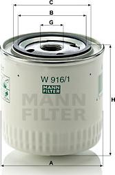 Mann-Filter W 916/1 - Масляный фильтр onlydrive.pro