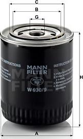 Mann-Filter W 930/9 - Масляный фильтр onlydrive.pro