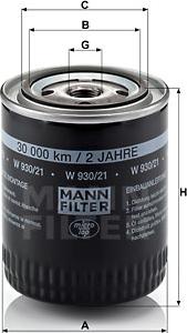 Mann-Filter W 930/21 - Масляный фильтр onlydrive.pro