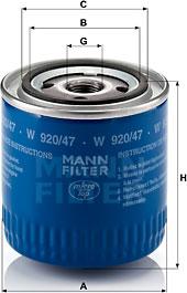 Mann-Filter W 920/47 - Alyvos filtras onlydrive.pro