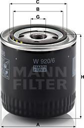 Mann-Filter W 920/6 - Alyvos filtras onlydrive.pro