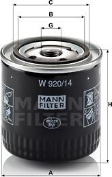 Mann-Filter W 920/14 - Масляный фильтр onlydrive.pro