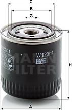 Mann-Filter W 920/11 - Oil Filter onlydrive.pro