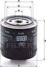 Mann-Filter W 920 - Масляный фильтр onlydrive.pro