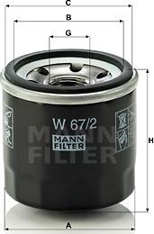 Mann-Filter W 67/2 - Масляный фильтр onlydrive.pro