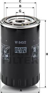 Mann-Filter W 840/2 - Масляный фильтр onlydrive.pro