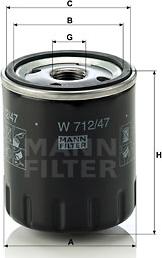 Mann-Filter W 712/47 - Масляный фильтр onlydrive.pro