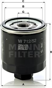 Mann-Filter W 712/52 - Масляный фильтр onlydrive.pro