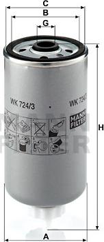 Mann-Filter WK 724/3 - Fuel filter onlydrive.pro