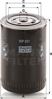 Mann-Filter WP 931 - Eļļas filtrs onlydrive.pro