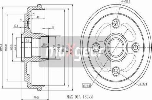 Maxgear 19-1041 - Stabdžių būgnas onlydrive.pro