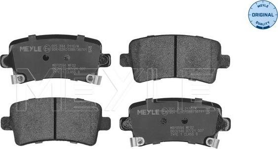 Meyle 025 244 2116/W - Brake Pad Set, disc brake onlydrive.pro