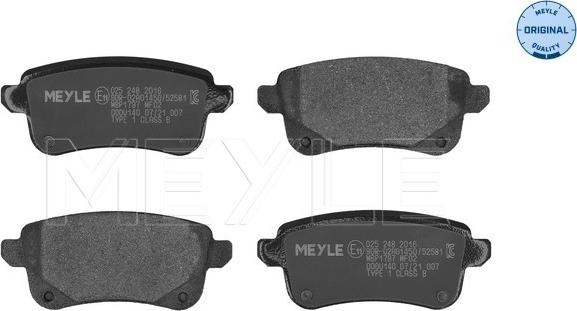 Meyle 025 248 2016 - Brake Pad Set, disc brake onlydrive.pro