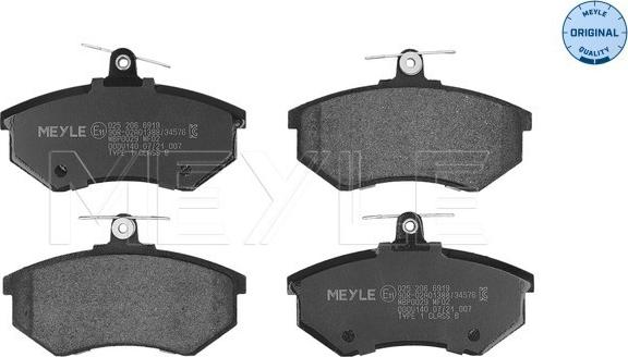 Meyle 025 206 6919 - Brake Pad Set, disc brake onlydrive.pro