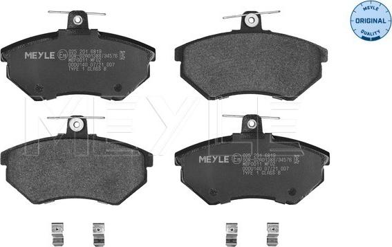 Meyle 025 201 6819 - Piduriklotsi komplekt,ketaspidur onlydrive.pro