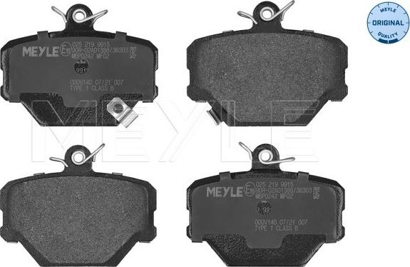 Meyle 025 219 9915 - Brake Pad Set, disc brake onlydrive.pro