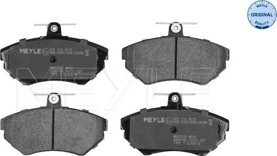 Meyle 025 219 4516 - Brake Pad Set, disc brake onlydrive.pro