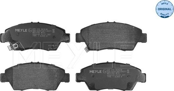 Meyle 025 216 9416/W - Brake Pad Set, disc brake onlydrive.pro