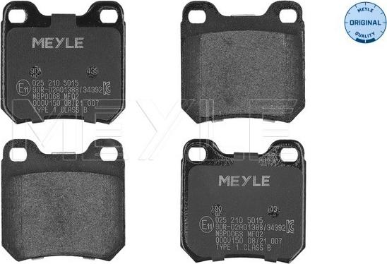 Meyle 025 210 5015 - Тормозные колодки, дисковые, комплект onlydrive.pro