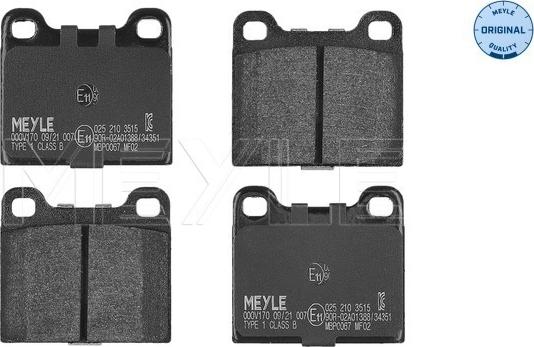 Meyle 025 210 3515 - Brake Pad Set, disc brake onlydrive.pro