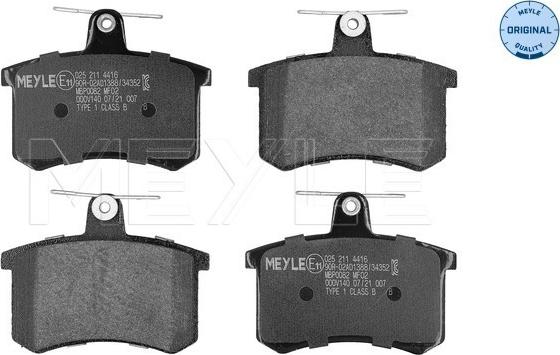 Meyle 025 211 4416 - Brake Pad Set, disc brake onlydrive.pro