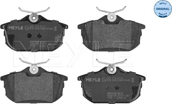 Meyle 025 218 6115 - Brake Pad Set, disc brake onlydrive.pro