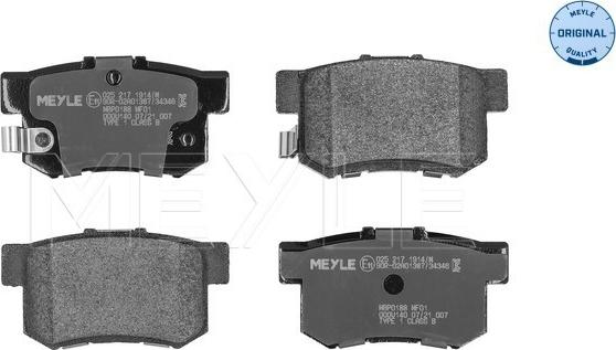 Meyle 025 217 1914/W - Brake Pad Set, disc brake onlydrive.pro