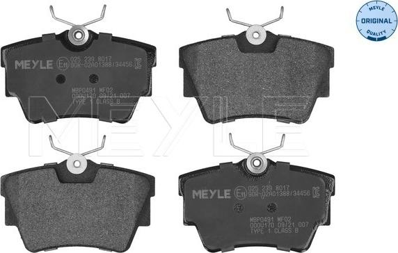 Meyle 025 239 8017 - Brake Pad Set, disc brake onlydrive.pro