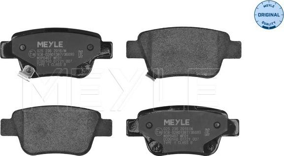 Meyle 025 236 2016/W - Brake Pad Set, disc brake onlydrive.pro