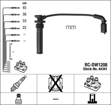 NGK 44341 - Augstsprieguma vadu komplekts onlydrive.pro