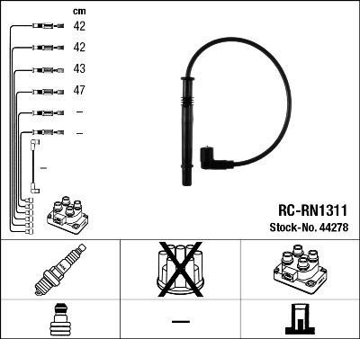 NGK 44278 - Augstsprieguma vadu komplekts onlydrive.pro