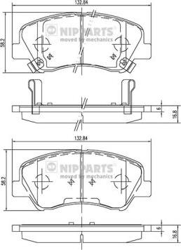 Nipparts N3600550 - Stabdžių trinkelių rinkinys, diskinis stabdys onlydrive.pro