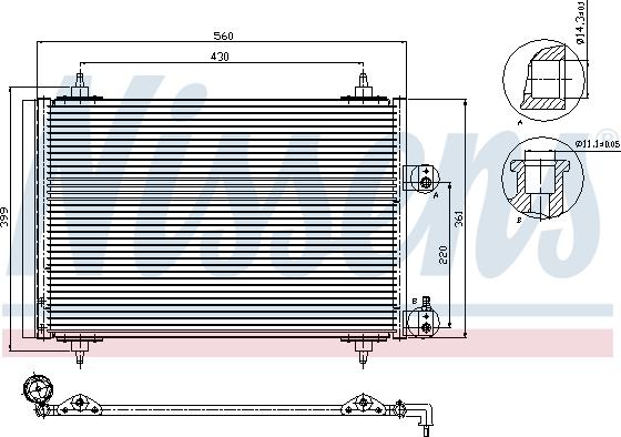 Nissens 94560 - Condenser, air conditioning onlydrive.pro