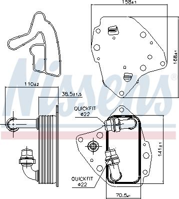 Nissens 90996 - Oil Cooler, engine oil onlydrive.pro