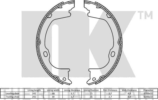 NK 2793818 - Brake Shoe Set, parking brake onlydrive.pro