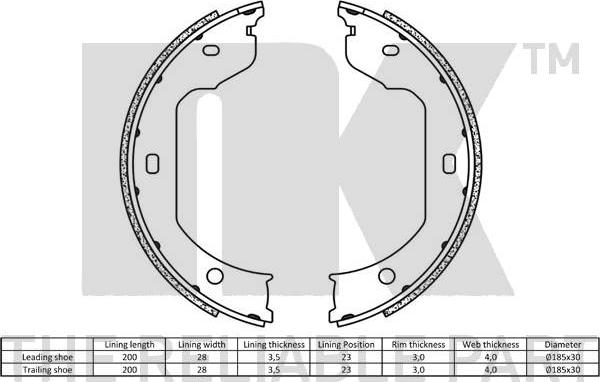 NK 2715695 - Brake Shoe Set, parking brake onlydrive.pro