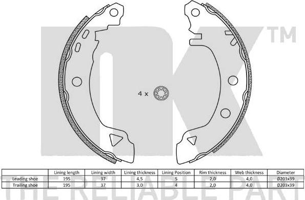 NK 2710487 - Brake Shoe Set onlydrive.pro