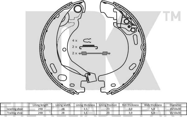 NK 2712769 - Brake Shoe Set, parking brake onlydrive.pro