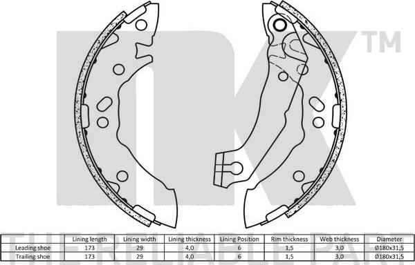 NK 2734621 - Brake Shoe Set onlydrive.pro