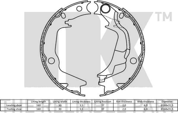 NK 2734793 - Brake Shoe Set, parking brake onlydrive.pro