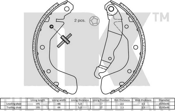 NK 2736540 - Brake Shoe Set onlydrive.pro