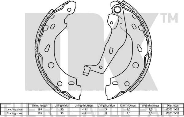 NK 2733671 - Brake Shoe Set onlydrive.pro