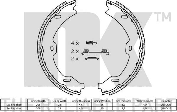 NK 2733765 - Brake Shoe Set, parking brake onlydrive.pro