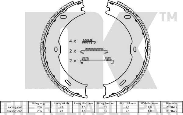 NK 2733782 - Brake Shoe Set, parking brake onlydrive.pro